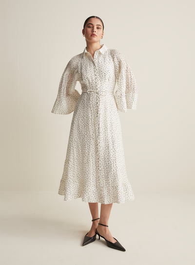 Dottie Silk Linen Midi Shirt Dress
