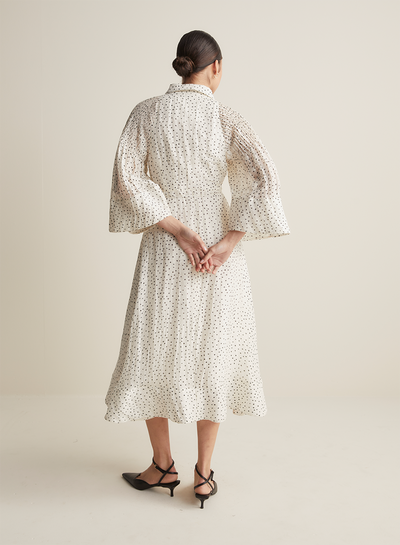 Dottie Silk Linen Midi Shirt Dress