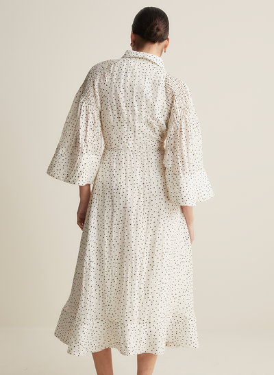 Dottie Silk Linen Midi Shirt Dress