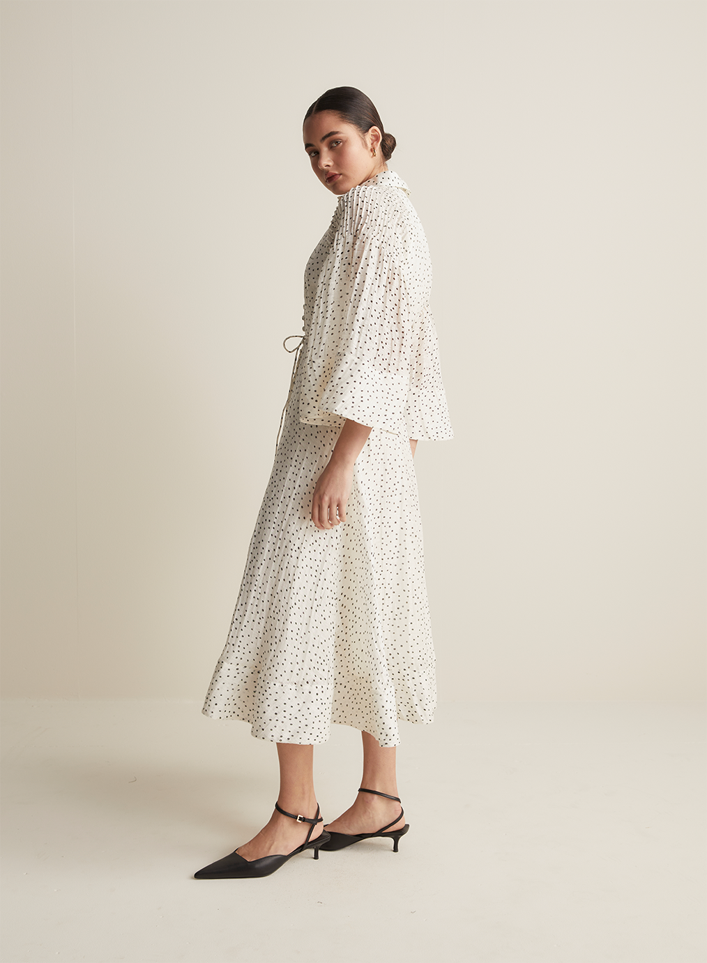 Dottie Silk Linen Midi Shirt Dress