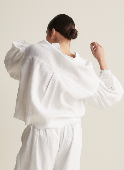Blyth Linen Smock Top | White