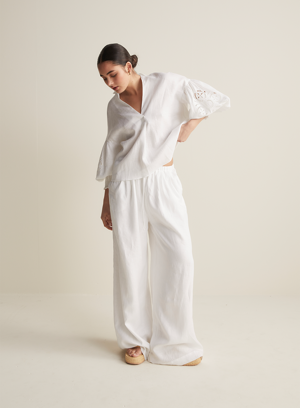 Blyth Linen Smock Top | White