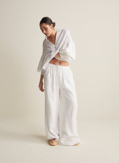 Blyth Linen Smock Top | White