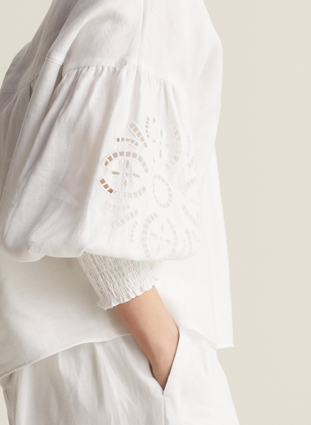 Blyth Linen Smock Top | White