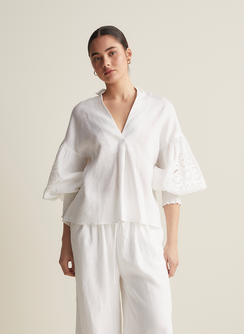 Blyth Linen Smock Top | White