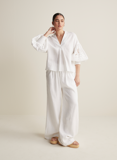 Blyth Linen Smock Top | White