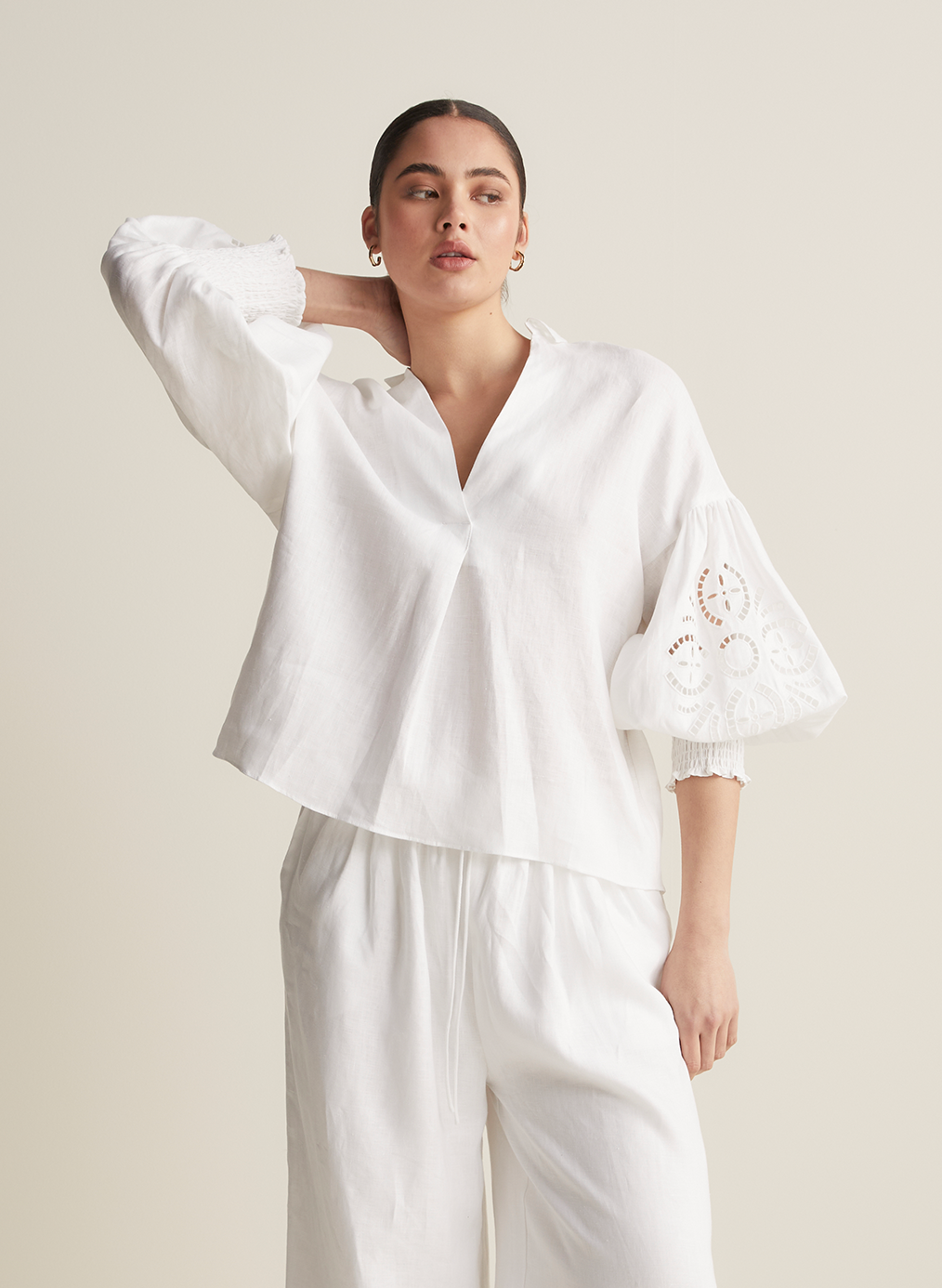 Blyth Linen Smock Top | White