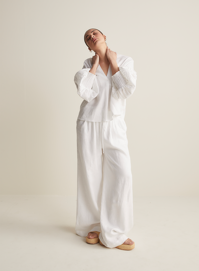 Blyth Linen Smock Top | White