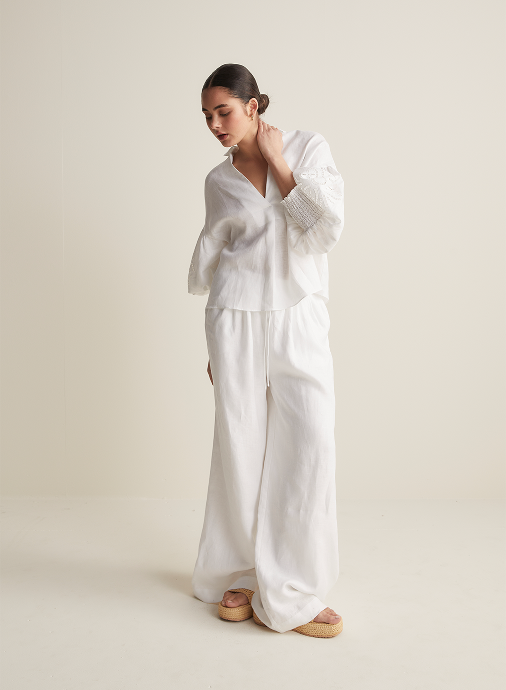 Blyth Linen Smock Top | White