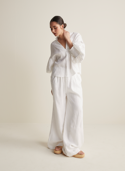 Blyth Linen Smock Top | White