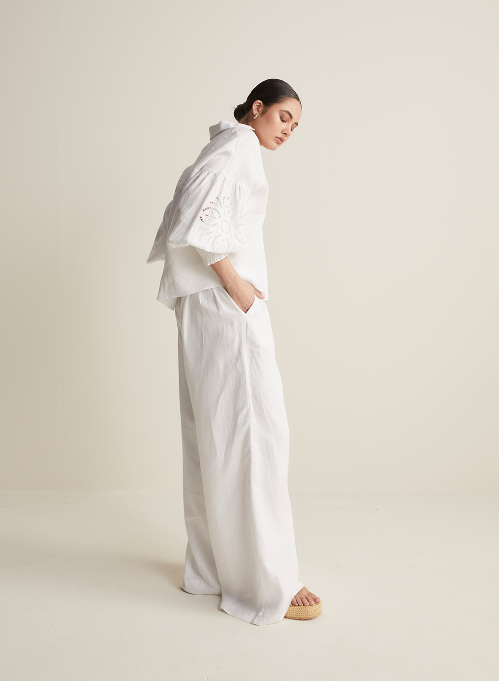 Blyth Linen Smock Top | White