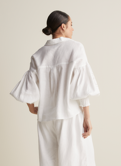 Blyth Linen Smock Top | White