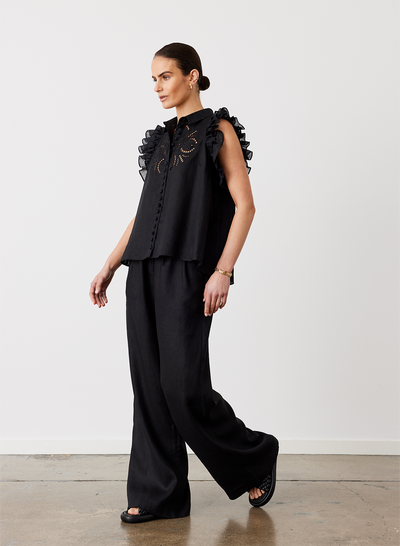 Lorna Linen Pant | Black