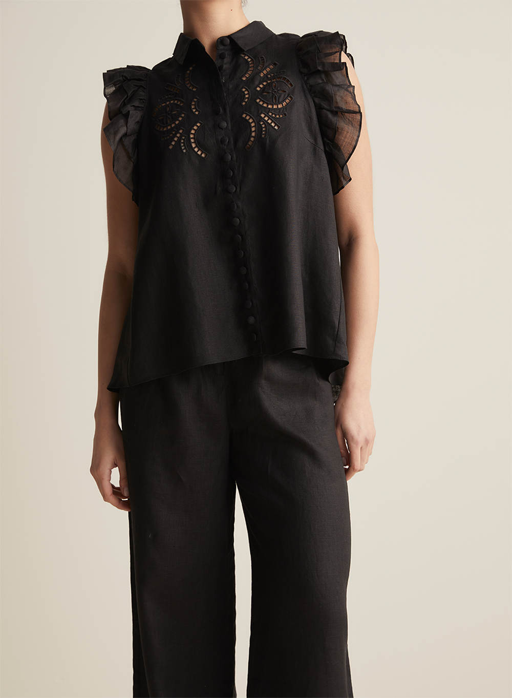 Hermione Linen Ramie Shirt | Black