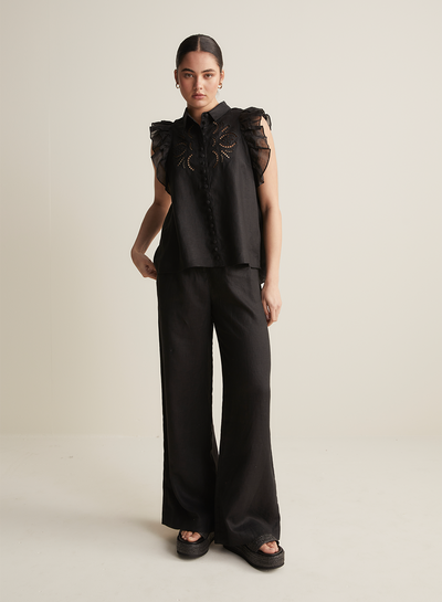 Lorna Linen Pant | Black