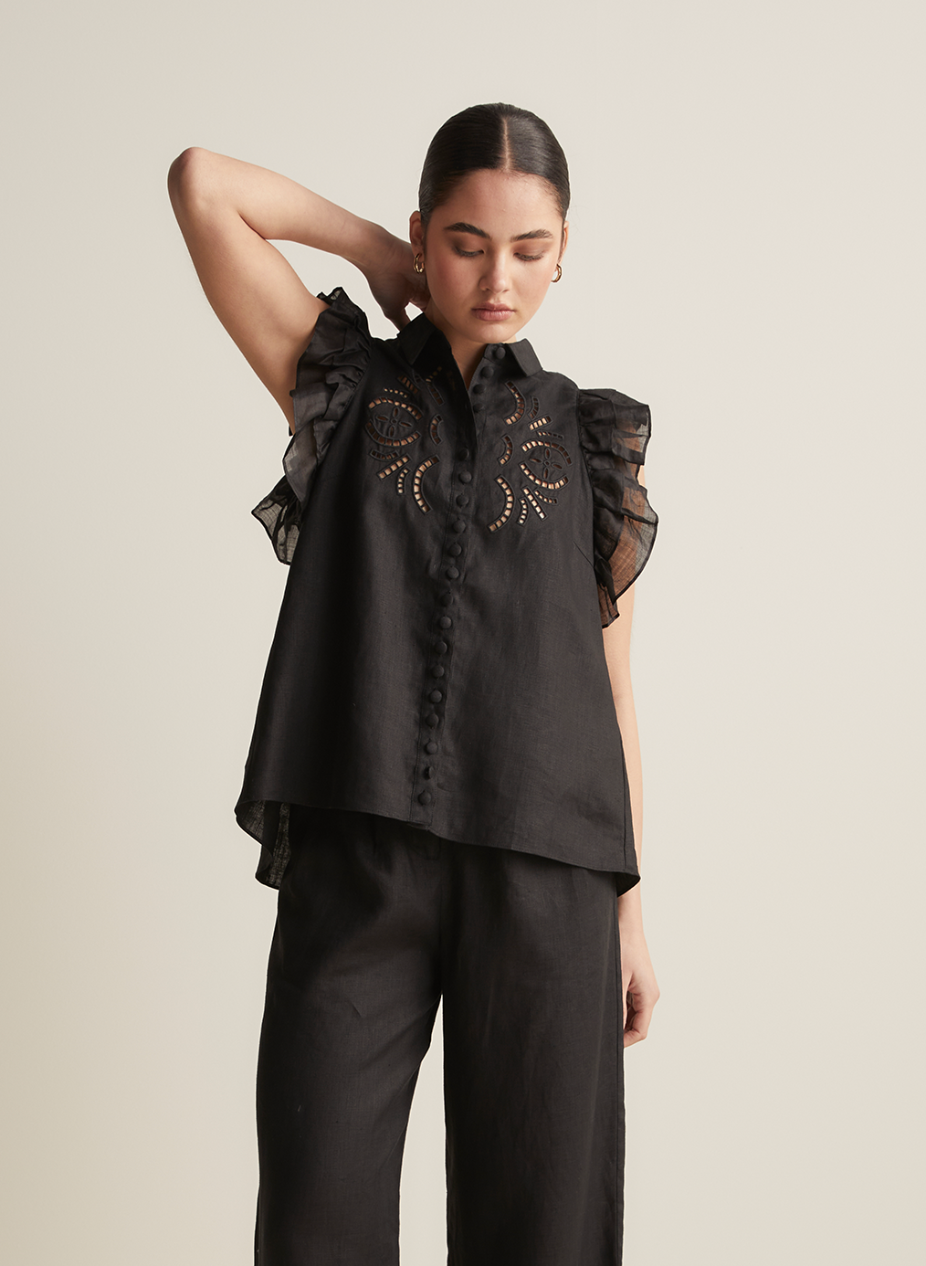 Hermione Linen Ramie Shirt | Black