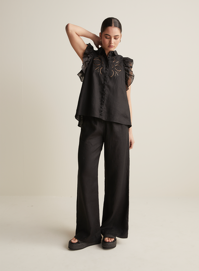 Lorna Linen Pant | Black