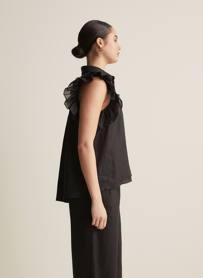 Hermione Linen Ramie Shirt | Black
