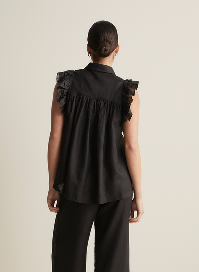 Hermione Linen Ramie Shirt | Black