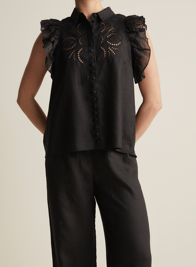 Hermione Linen Ramie Shirt | Black