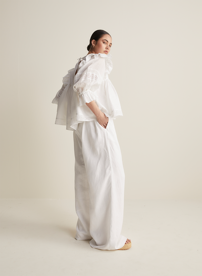 Hari Linen Ramie Smock Top | Optical White
