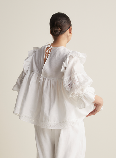 Hari Linen Ramie Smock Top | Optical White