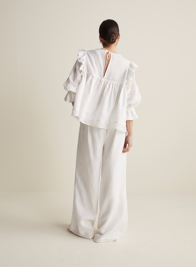 Hari Linen Ramie Smock Top | Optical White