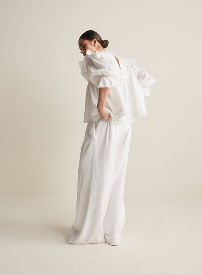 Hari Linen Ramie Smock Top | Optical White