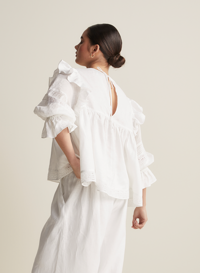 Hari Linen Ramie Smock Top | Optical White