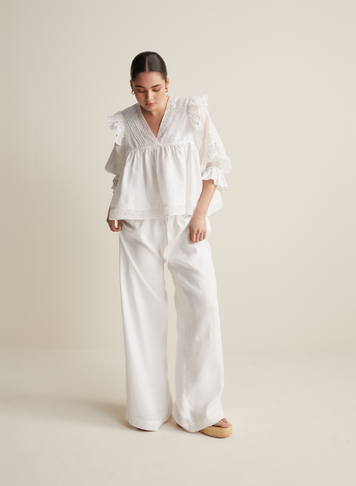 Hari Linen Ramie Smock Top | Optical White