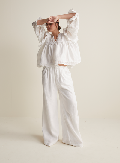 Hari Linen Ramie Smock Top | Optical White