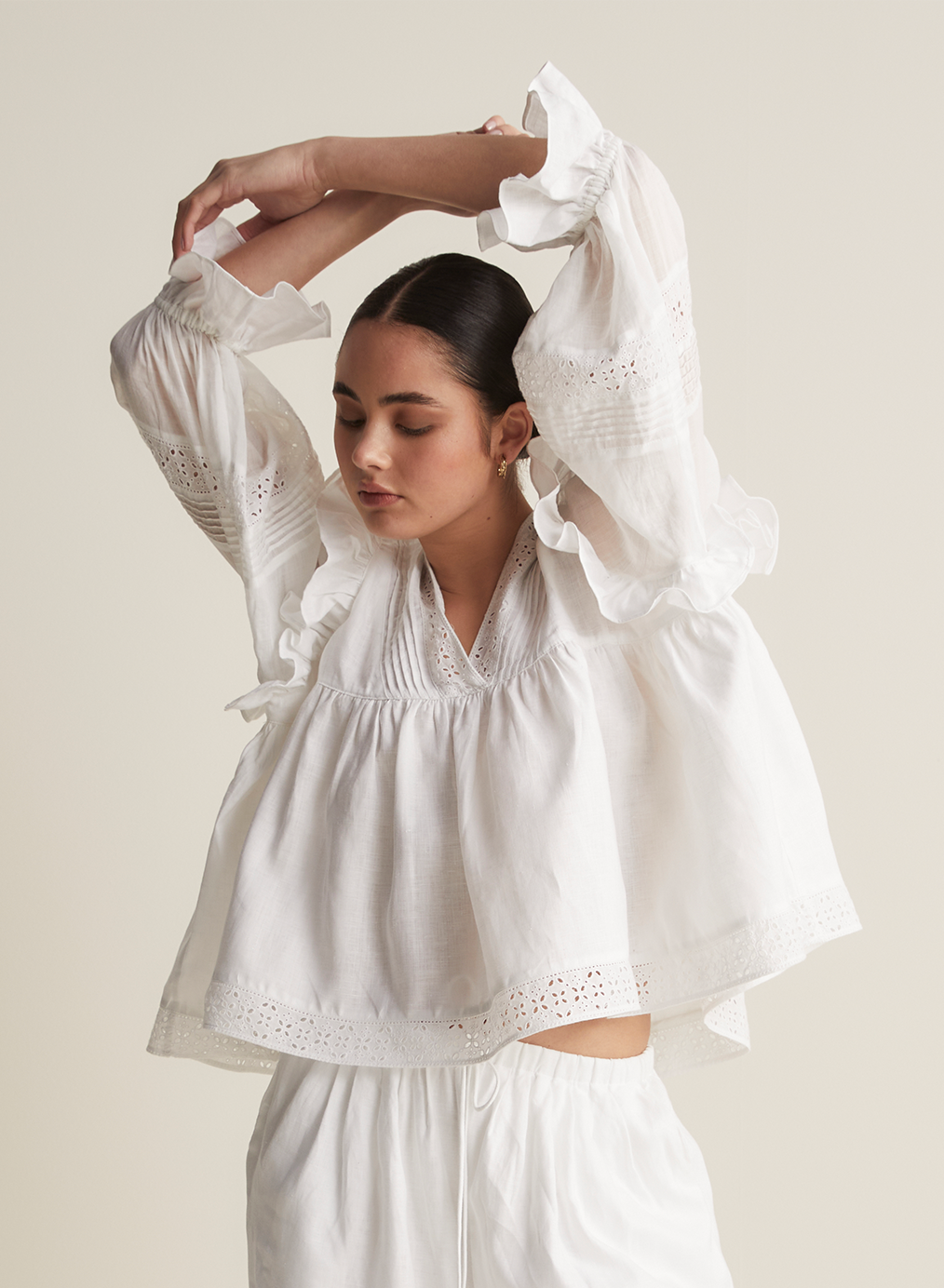 Hari Linen Ramie Smock Top | Optical White