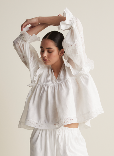 Hari Linen Ramie Smock Top | Optical White
