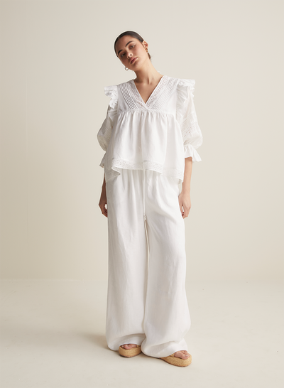 Hari Linen Ramie Smock Top | Optical White
