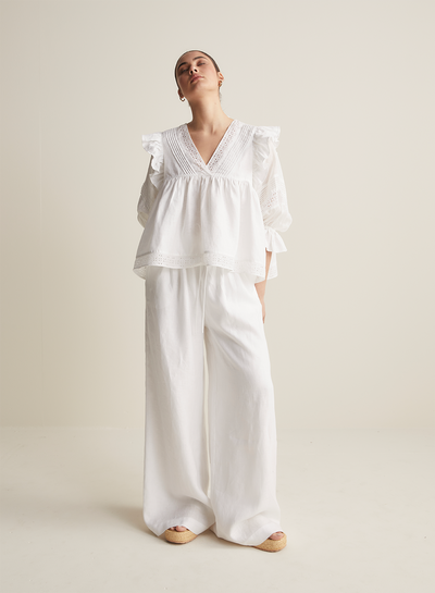 Hari Linen Ramie Smock Top | Optical White