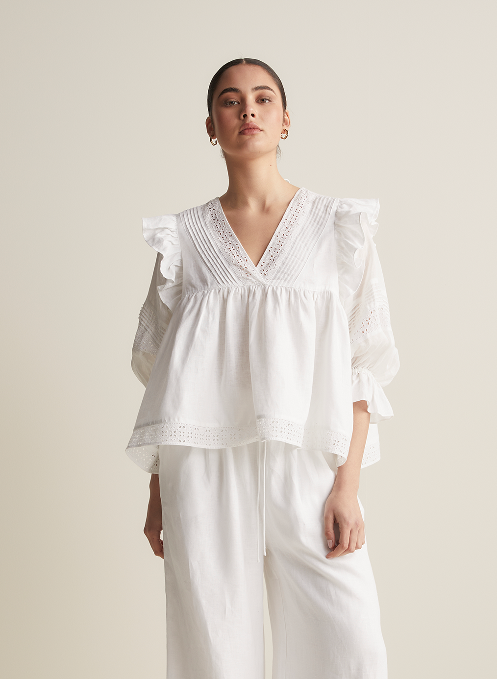 Hari Linen Ramie Smock Top | Optical White