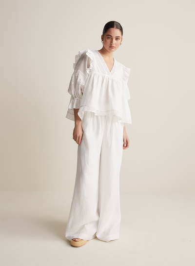 Hari Linen Ramie Smock Top | Optical White