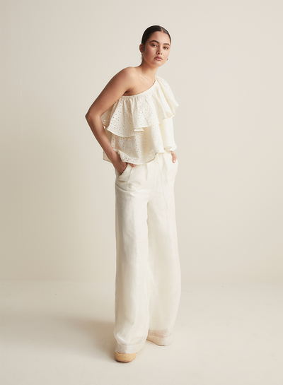 Maggie Organic Cotton Broderie Top  | Antique