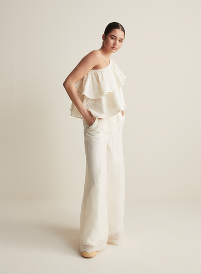 Maggie Organic Cotton Broderie Top  | Antique