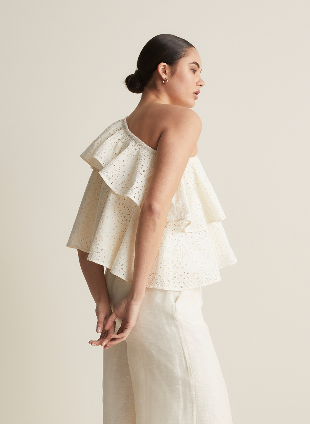 Maggie Organic Cotton Broderie Top  | Antique