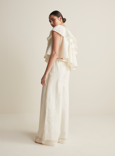 Maggie Organic Cotton Broderie Top  | Antique