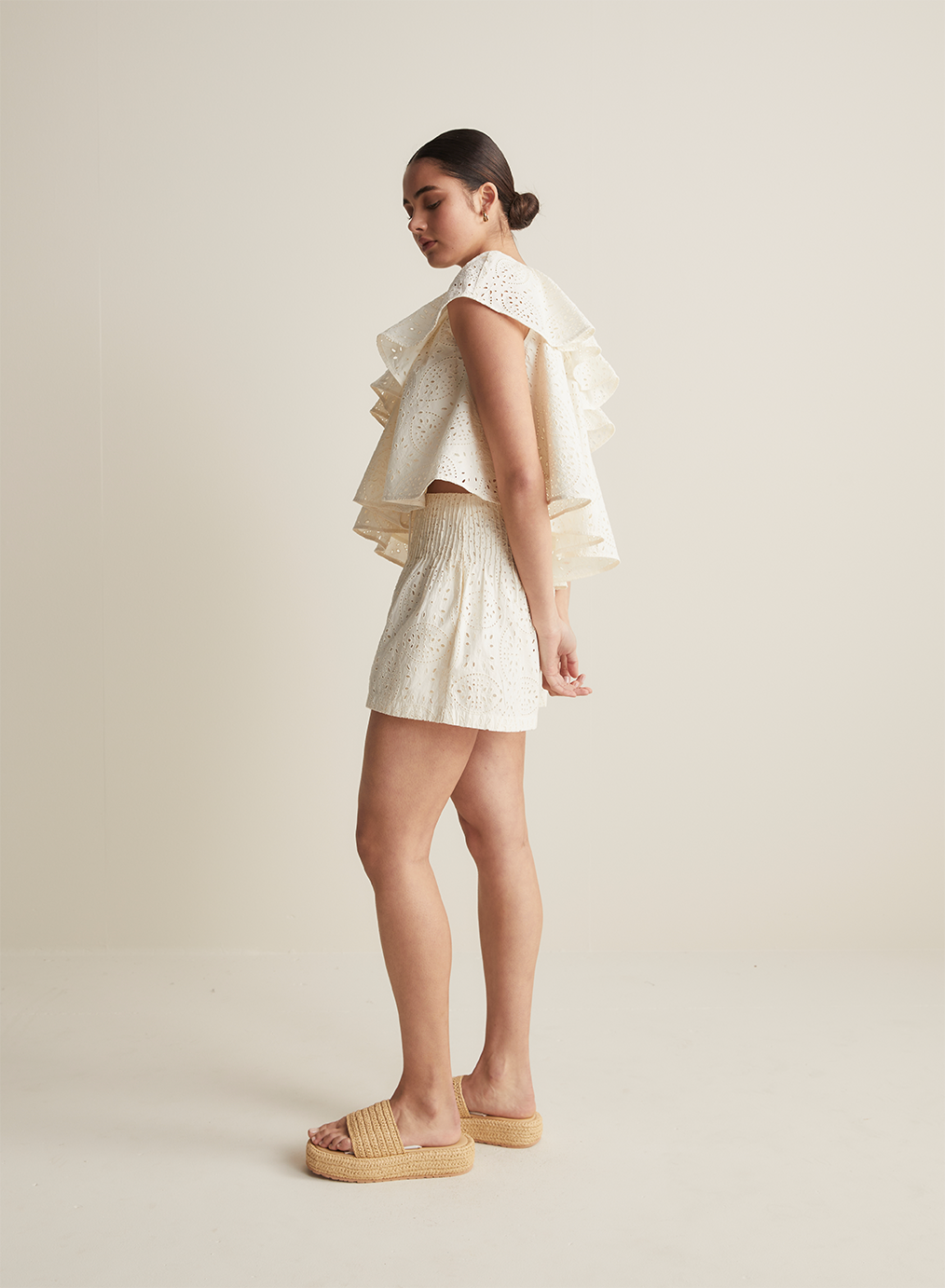 Dita Organic Cotton Broderie Short | Antique