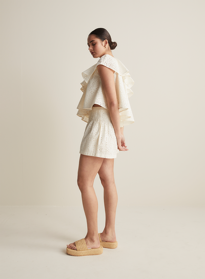 Dita Organic Cotton Broderie Short | Antique