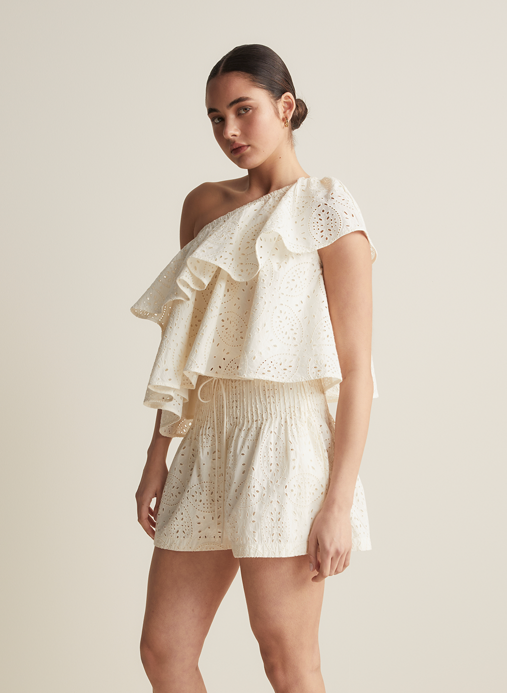 Maggie Organic Cotton Broderie Top  | Antique
