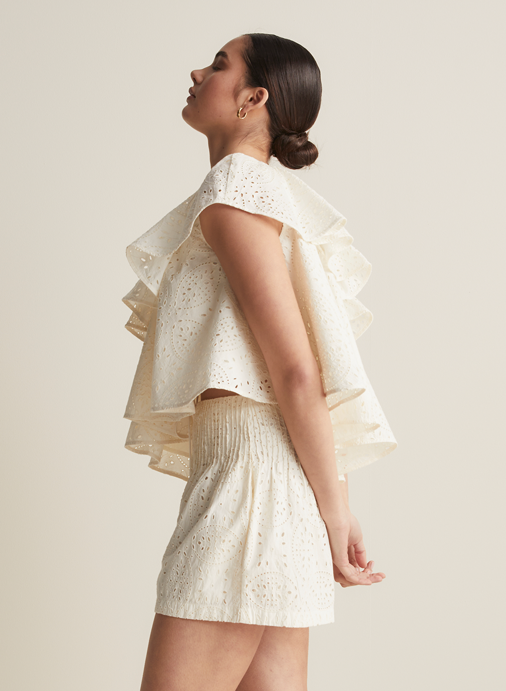 Maggie Organic Cotton Broderie Top  | Antique