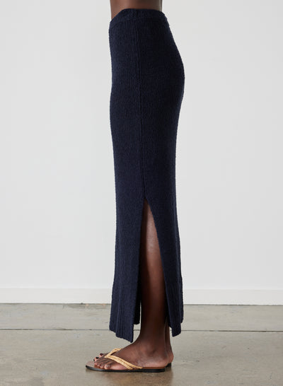 Arie Organic Cotton Cashmere Knit Maxi Skirt | Navy