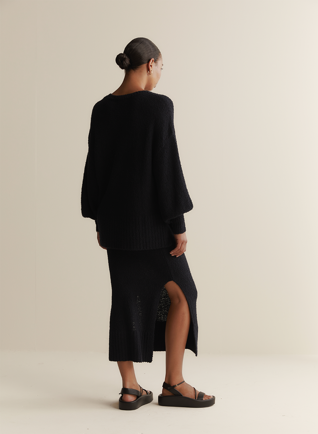 Arie Organic Cotton Cashmere Knit Maxi Skirt | Navy