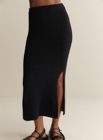 Arie Organic Cotton Cashmere Knit Maxi Skirt | Navy