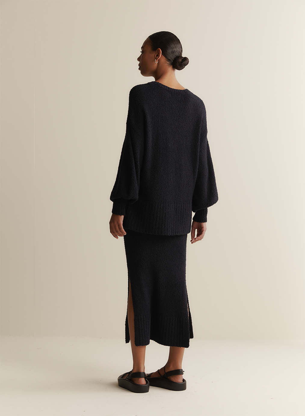 Arie Organic Cotton Cashmere Knit Maxi Skirt | Navy