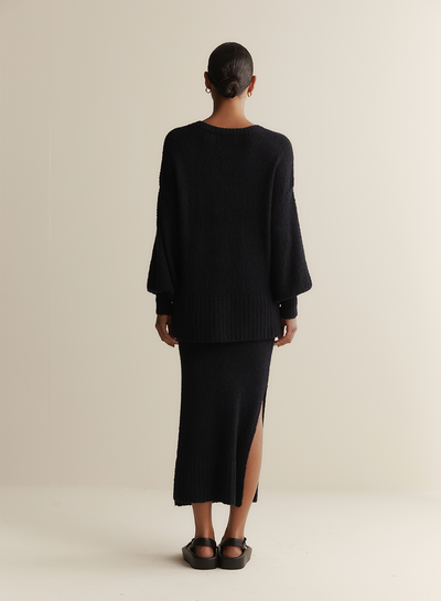 Arie Organic Cotton Cashmere Knit Maxi Skirt | Navy